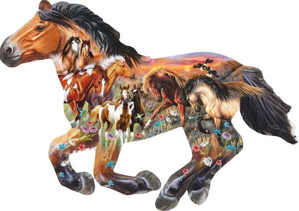 SUNSOUT, Sunsout-95903, 796780959033, PUZZLE SAGOMATO SUNSOUT CAVALLI PASTURE SUNSET 800 PZ