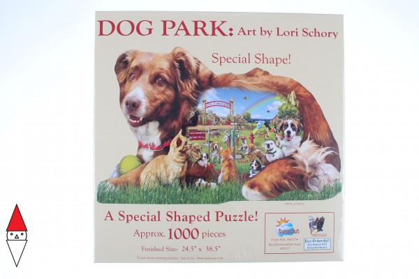 SUNSOUT, Sunsout-96074, 796780960749, PUZZLE SAGOMATO SUNSOUT CANI LORI SCHORY DOG PARK 1000 PZ