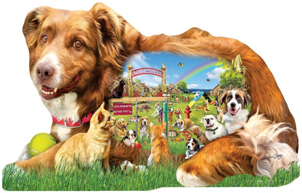 SUNSOUT, Sunsout-96074, 796780960749, PUZZLE SAGOMATO SUNSOUT CANI LORI SCHORY DOG PARK 1000 PZ