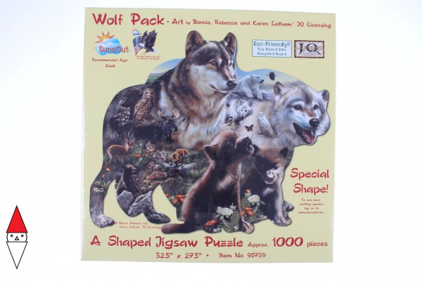 SUNSOUT, Sunsout-95739, 796780957398, PUZZLE SAGOMATO SUNSOUT LUPI WOLF PACK 1000 PZ
