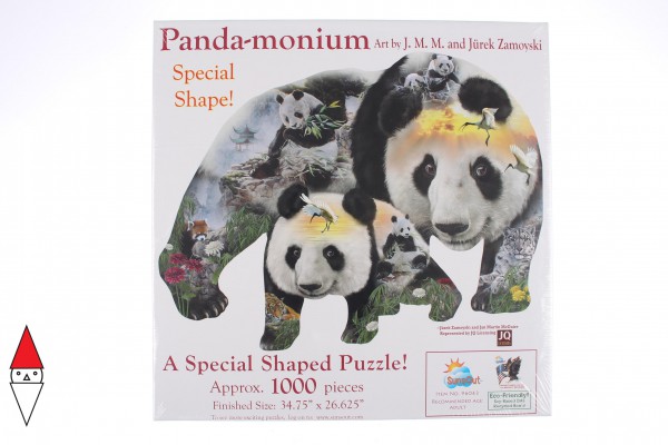 SUNSOUT, Sunsout-96043, 796780960435, PUZZLE SAGOMATO SUNSOUT PANDA ZAMOYSKI PANDA-MONUIM 1000 PZ
