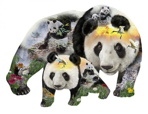 SUNSOUT, Sunsout-96043, 796780960435, PUZZLE SAGOMATO SUNSOUT PANDA ZAMOYSKI PANDA-MONUIM 1000 PZ