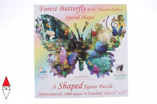 SUNSOUT, Sunsout-96024, 796780960244, PUZZLE SAGOMATO SUNSOUT FARFALLE FOREST BUTTERFLY 1000 PZ