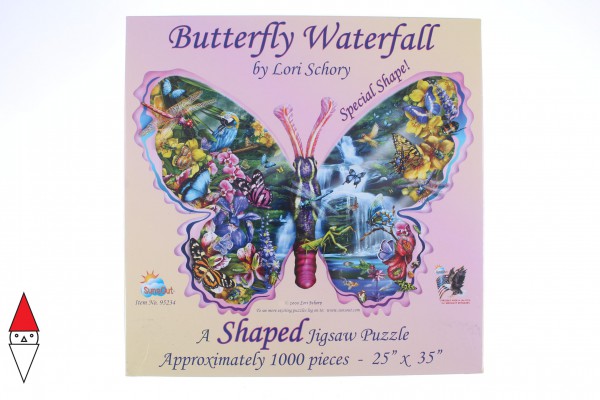SUNSOUT, Sunsout-95234, 796780952348, PUZZLE SAGOMATO SUNSOUT FARFALLE SCHORY BUTTERFLY WATERFALL 1000 PZ