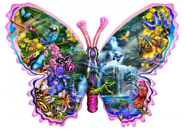 SUNSOUT, Sunsout-95234, 796780952348, PUZZLE SAGOMATO SUNSOUT FARFALLE SCHORY BUTTERFLY WATERFALL 1000 PZ