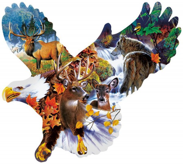 SUNSOUT, Sunsout-97278, 796780972780, PUZZLE SAGOMATO SUNSOUT AQUILE JERRY GADAMUS FOREST EAGLE 1000 PZ