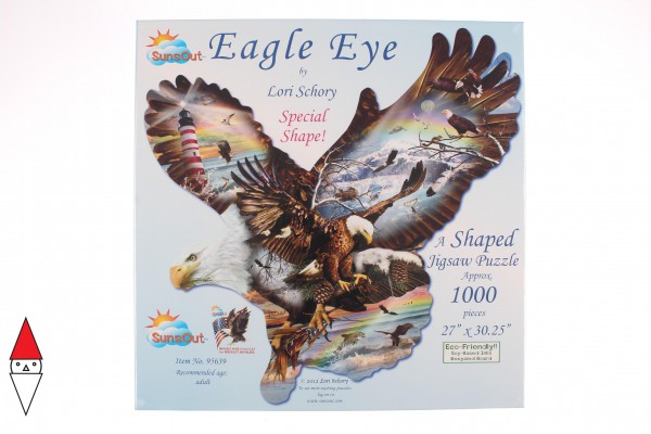 SUNSOUT, Sunsout-95639, 796780956391, PUZZLE SAGOMATO SUNSOUT AQUILE LORI SCHORY EAGLE EYE 1000 PZ