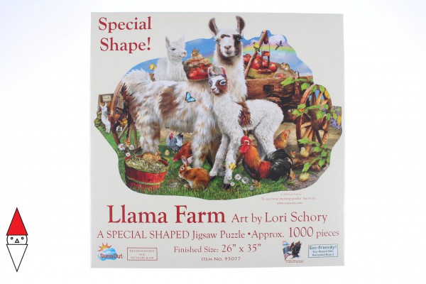 SUNSOUT, Sunsout-95077, 796780950771, PUZZLE SAGOMATO SUNSOUT LAMA LORI SCHORY LLAMA FARM 1000 PZ