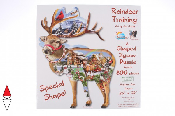 SUNSOUT, Sunsout-97295, 796780972957, PUZZLE SAGOMATO SUNSOUT NATALE REINDEER TRAINING 800 PZ