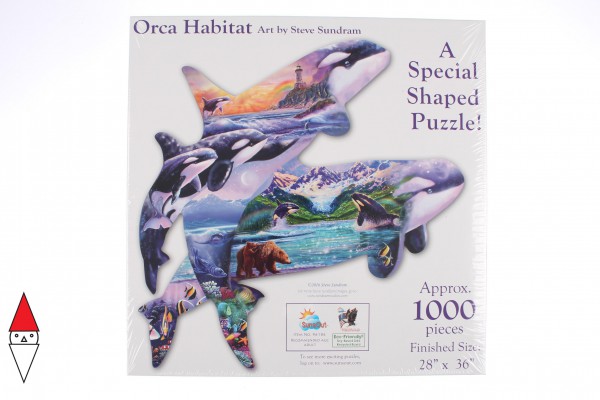 SUNSOUT, Sunsout-96186, 796780961869, PUZZLE SAGOMATO SUNSOUT ORCHE STEVE SUNDRAM ORCA HABITAT 1000 PZ