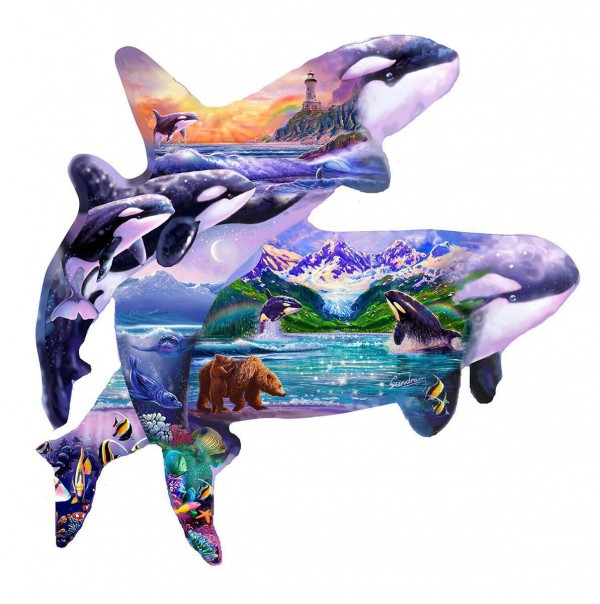 SUNSOUT, Sunsout-96186, 796780961869, PUZZLE SAGOMATO SUNSOUT ORCHE STEVE SUNDRAM ORCA HABITAT 1000 PZ