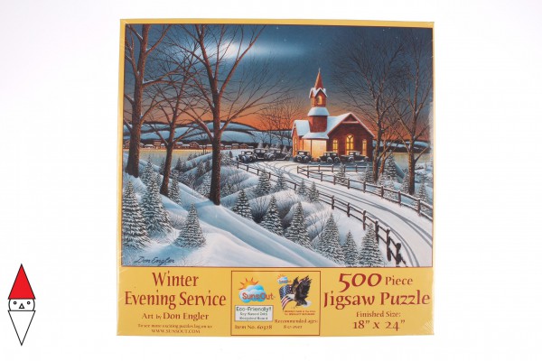 SUNSOUT, Sunsout-60328, 796780603288, PUZZLE PAESAGGI SUNSOUT NEVE PEZZI INVERNO WINTER 500 PZ