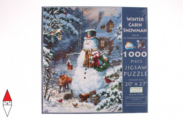 SUNSOUT, Sunsout-59796, 796780597969, PUZZLE TEMATICO SUNSOUT NATALE LIZ GOODRICK DILLON WINTER CABIN SNOWMAN 1000 PZ