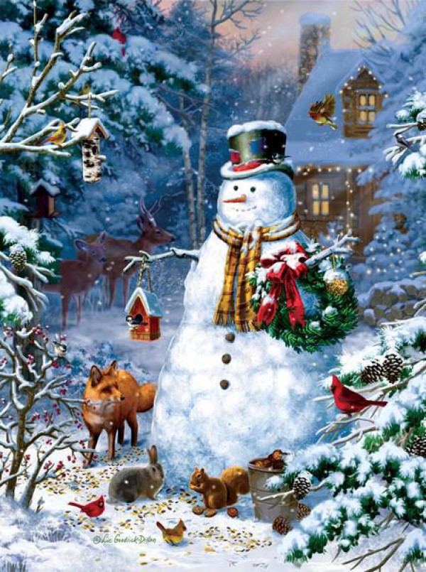 SUNSOUT, Sunsout-59796, 796780597969, PUZZLE TEMATICO SUNSOUT NATALE LIZ GOODRICK DILLON WINTER CABIN SNOWMAN 1000 PZ