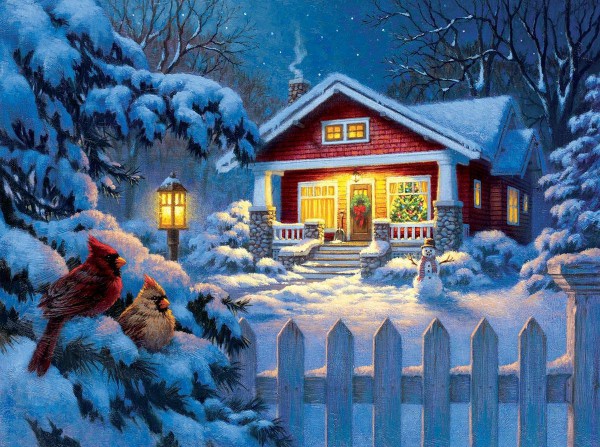 SUNSOUT, Sunsout-55989, 796780559899, PUZZLE PAESAGGI SUNSOUT NEVE CORBERT GAUTHIER CHRISTMAS BUNGALOW 1000 PZ