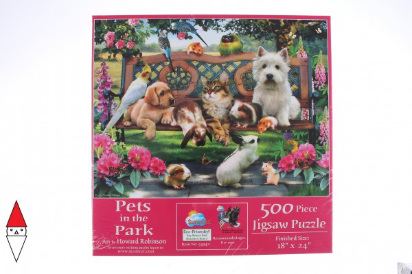 SUNSOUT, Sunsout-54942, 796780549425, PUZZLE ANIMALI SUNSOUT CANI  PETS IN THE PARK 500PZ