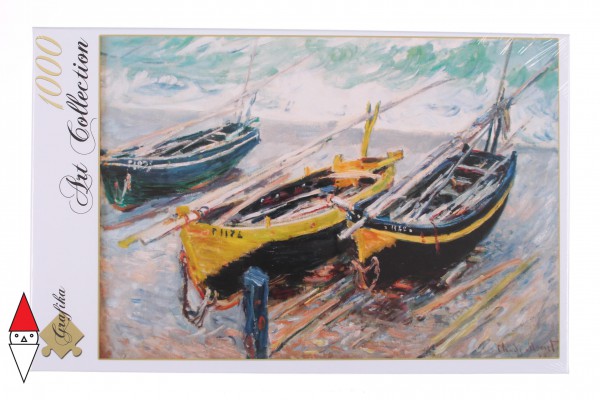 GRAFIKA, Grafika-00045, 3663384000454, PUZZLE ARTE GRAFIKA CLAUDE MONET TROIS BATEAUX DE PECHE IMPRESSIONISMO 1000 PZ
