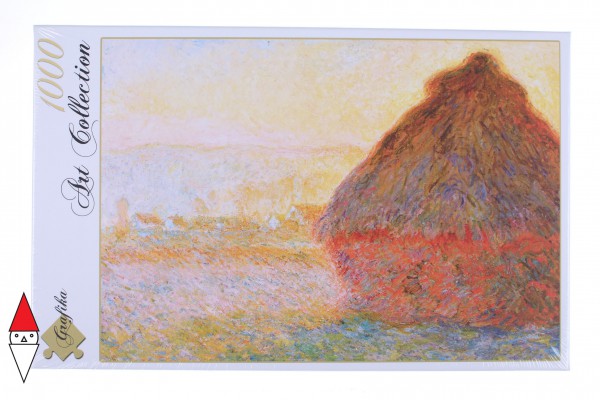 GRAFIKA, Grafika-00043, 3663384000430, PUZZLE ARTE GRAFIKA MONET MEULES SOLEIL COUCHANT IMPRESSIONISMO 1000 PZ
