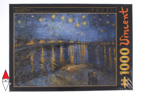 DTOYS, Dtoys-66916-VG11-(74928), 5947502874928, PUZZLE ARTE DTOYS VAN GOGHT NOTTE DI STELLE SUL RODANO IMPRESSIONISMO 1000 PZ
