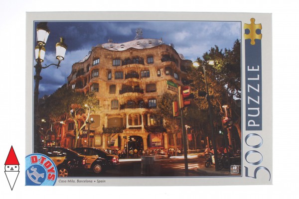 DTOYS, Dtoys-50328-AB32-(69313), 5947502869313, PUZZLE EDIFICI DTOYS PALAZZI SPAGNA BARCELLONA CASA MILA 500 PZ