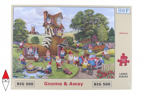 THE HOUSE OF PUZZLES, The-House-of-Puzzles-4746, 5060002004746, PUZZLE TEMATICO THE HOUSE OF PUZZLES GNOMI PEZZI XXL GNOME E AWAY 500 PZ