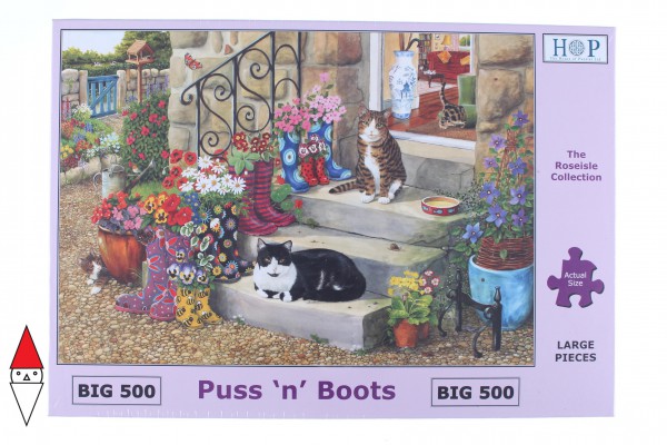 THE HOUSE OF PUZZLES, The-House-of-Puzzles-3541, 5060002003541, PUZZLE ANIMALI THE HOUSE OF PUZZLES GATTI PEZZI XXL PUSS N BOOTS 500PZ