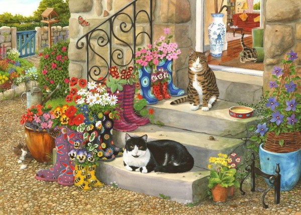 THE HOUSE OF PUZZLES, The-House-of-Puzzles-3541, 5060002003541, PUZZLE ANIMALI THE HOUSE OF PUZZLES GATTI PEZZI XXL PUSS N BOOTS 500PZ
