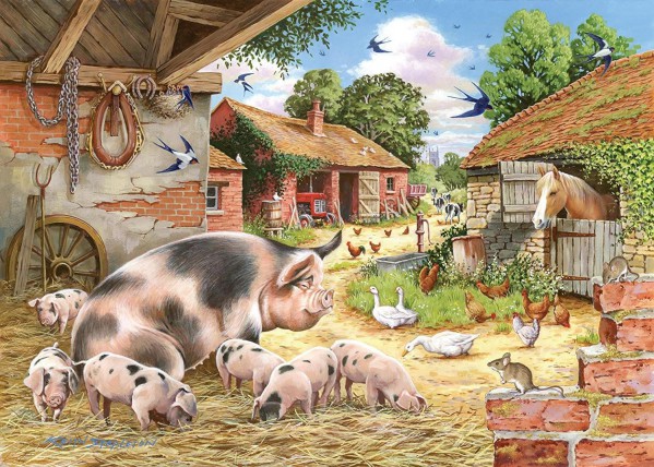 THE HOUSE OF PUZZLES, The-House-of-Puzzles-3534, 5060002003534, PUZZLE ANIMALI THE HOUSE OF PUZZLES CAMPAGNA PEZZI XXL POPPYS PIGLETS 500PZ
