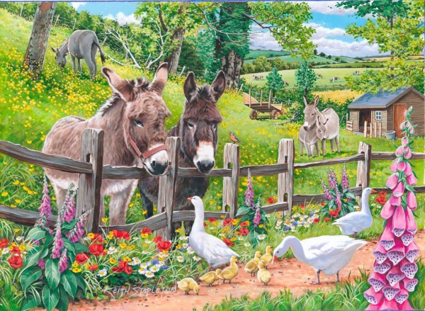 THE HOUSE OF PUZZLES, The-House-of-Puzzles-4128, 5060002004128, PUZZLE ANIMALI THE HOUSE OF PUZZLES ASINI CAMPAGNA PEZZI XXL  250 PZ