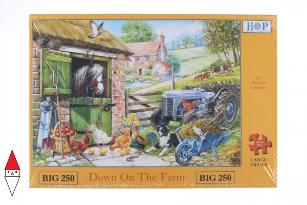 THE HOUSE OF PUZZLES, The-House-of-Puzzles-1394, 5060002001394, PUZZLE PAESAGGI THE HOUSE OF PUZZLES CAMPAGNA PEZZI XXL DOWN ON THE FARM 250PZ