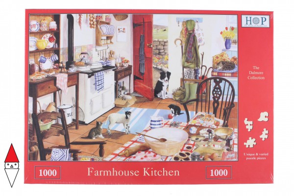 THE HOUSE OF PUZZLES, The-House-of-Puzzles-1691, 5060002001691, PUZZLE ANIMALI THE HOUSE OF PUZZLES CANI FARMHOUSE KITCHEN 1000 PZ