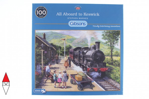 GIBSONS, G6272, 5012269062724, PUZZLE MEZZI DI TRASPORTO GIBSONS TRENO ALL ABOARD TO KESWICK 1000 PZ