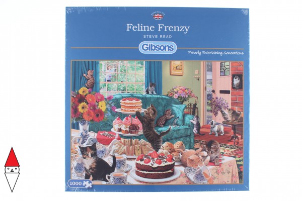 GIBSONS, G6219, 5012269062199, PUZZLE ANIMALI GIBSONS GATTI FELINE FRENZY 1000 PZ