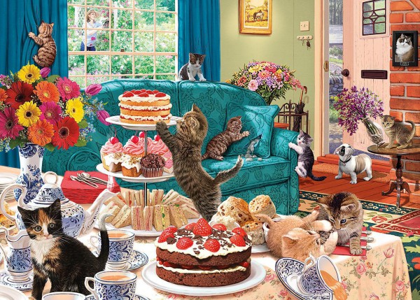GIBSONS, G6219, 5012269062199, PUZZLE ANIMALI GIBSONS GATTI FELINE FRENZY 1000 PZ