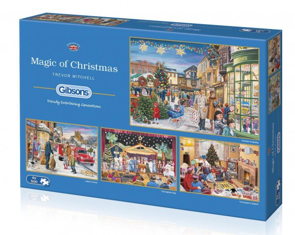 GIBSONS, G5046, 5012269050462, PUZZLE TEMATICO GIBSONS NATALE MAGIC OF CHRISTMAS 4X500 PZ