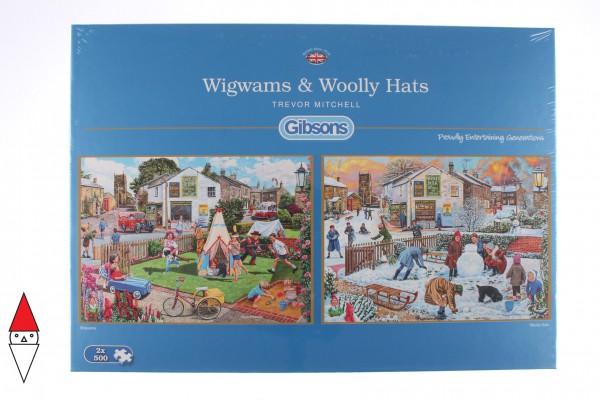GIBSONS, G5042, 5012269050424, PUZZLE TEMATICO GIBSONS STAGIONI WIGWAMS AND WOOLLY HATS 2X500 PZ