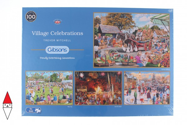 GIBSONS, G5051, 5012269050516, PUZZLE TEMATICO GIBSONS CAMPAGNA VILLAGE CELEBRATIONS 4X500 PZ