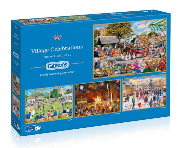 GIBSONS, G5051, 5012269050516, PUZZLE TEMATICO GIBSONS CAMPAGNA VILLAGE CELEBRATIONS 4X500 PZ