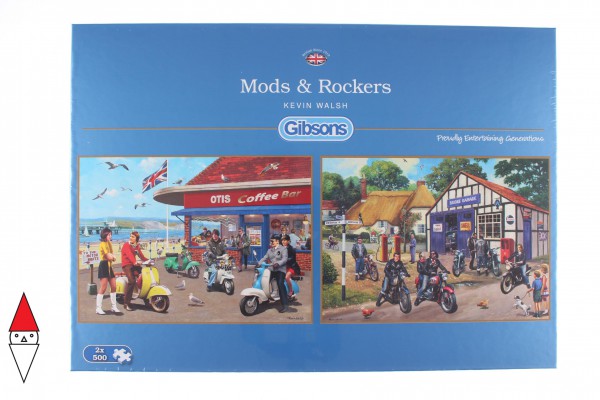 GIBSONS, G5036, 5012269050363, PUZZLE MEZZI DI TRASPORTO GIBSONS MOTO MODS AND ROCKERS 2X500 PZ