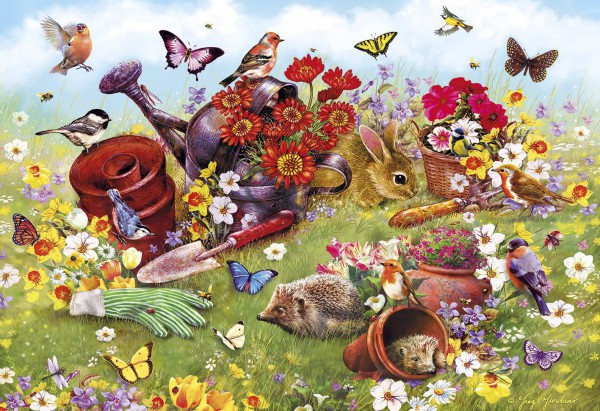 GIBSONS, G3122, 5012269031225, PUZZLE ANIMALI GIBSONS PRIMAVERA IN THE GARDEN 500 PZ