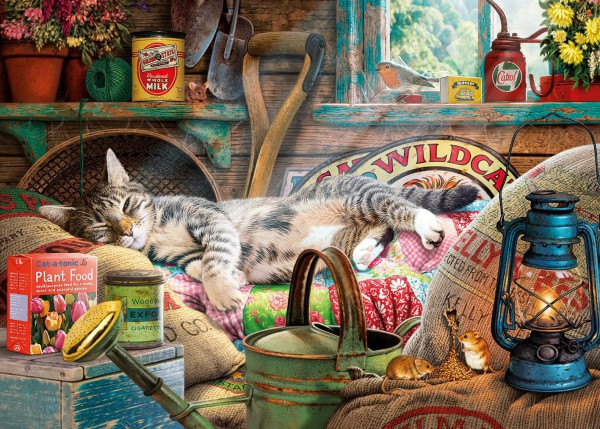 GIBSONS, G6248, 5012269062489, PUZZLE ANIMALI GIBSONS GATTI SNOOZING IN THE SHED 1000 PZ