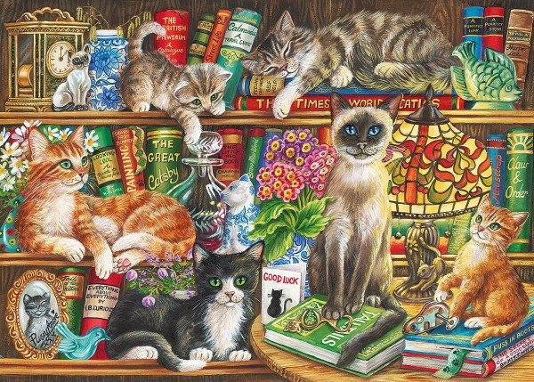 GIBSONS, G6147, 5012269061475, PUZZLE ANIMALI GIBSONS GATTI PUSS IN BOOKS 1000 PZ