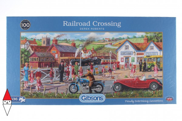 GIBSONS, G4046, 5012269040463, PUZZLE MEZZI DI TRASPORTO GIBSONS TRENO RAILROAD CROSSING 636 PZ