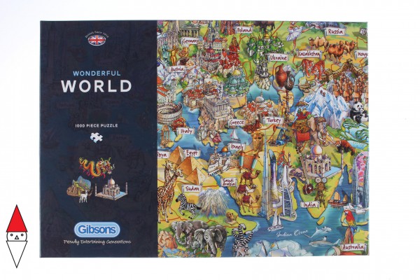 GIBSONS, G7098, 5012269070989, PUZZLE TEMATICO GIBSONS CARTE GEOGRAFICHE WONDERFUL WORLD 1000 PZ