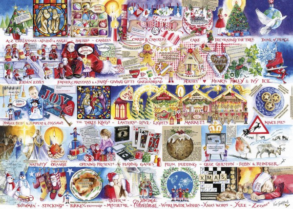GIBSONS, G7104, 5012269071047, PUZZLE TEMATICO GIBSONS NATALE CHRISTMAS ALPHABET 1000 PZ
