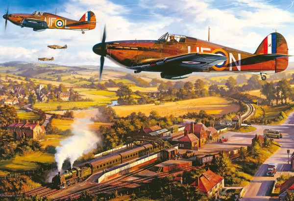 GIBSONS, G3418, 5012269034189, PUZZLE MEZZI DI TRASPORTO GIBSONS AEREI TANGMERE HURRICANES 500 PZ