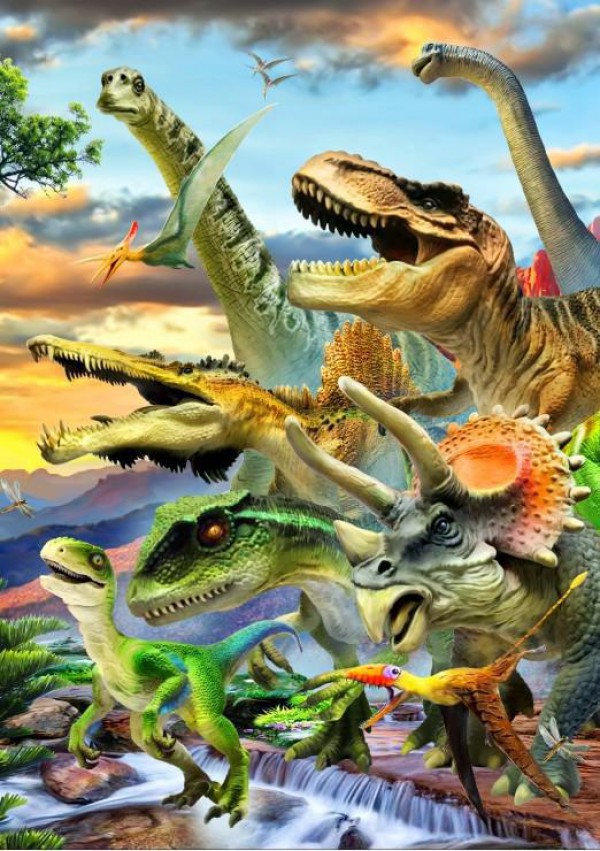 BLUEBIRD, BLUEBIRD-PUZZLE-70287, 3663384702877, PUZZLE ANIMALI BLUEBIRD DINOSAURI DINO SUNSET 1000 PZ