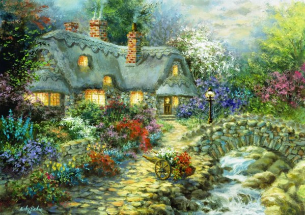 BLUEBIRD, BLUEBIRD-PUZZLE-70064, 3663384700644, PUZZLE EDIFICI BLUEBIRD COTTAGES E CHALETS COUNTRY COTTAGE 1000 PZ