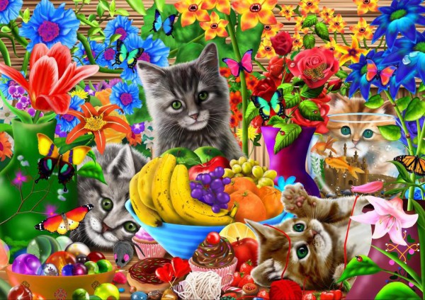 BLUEBIRD, BLUEBIRD-PUZZLE-70183, 3663384701832, PUZZLE ANIMALI BLUEBIRD GATTI KITTEN FUN 1000 PZ