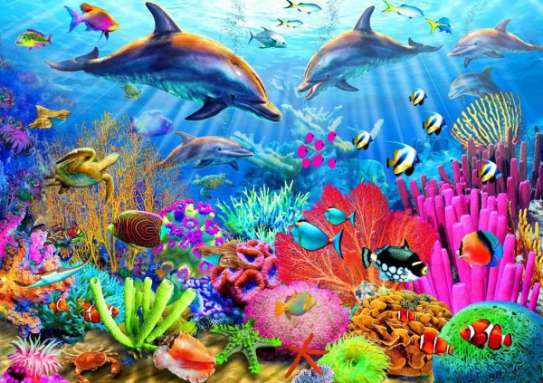 BLUEBIRD, BLUEBIRD-PUZZLE-70169, 3663384701696, PUZZLE PAESAGGI BLUEBIRD FONDALI MARINI DOLPHIN CORAL REEF 1000 PZ